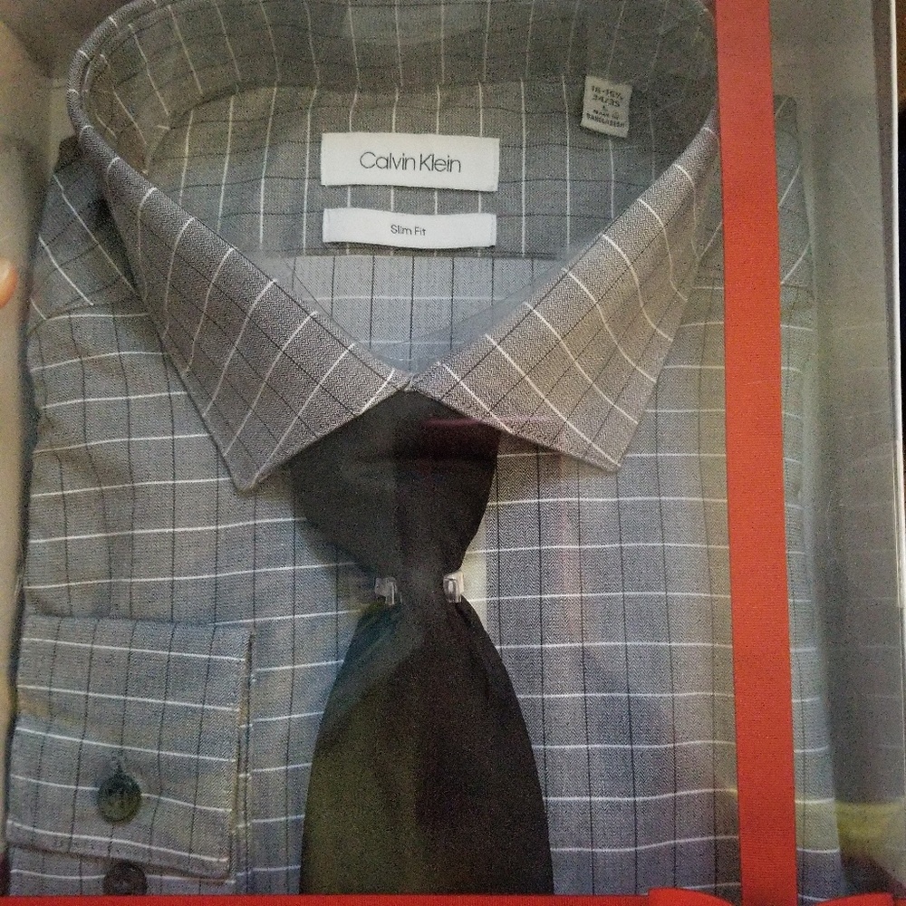 Calvin Klein dress shirt with black tie set